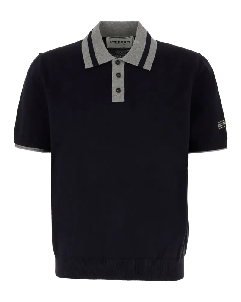 Iceberg regular-fit striped-collar cotton polo shirt - Blau Blau