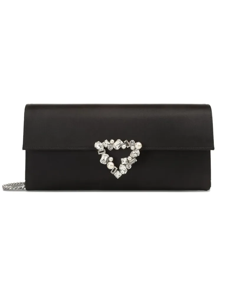 Sergio Rossi Precious Satin-Clutch mit Kristallen - Schwarz Schwarz
