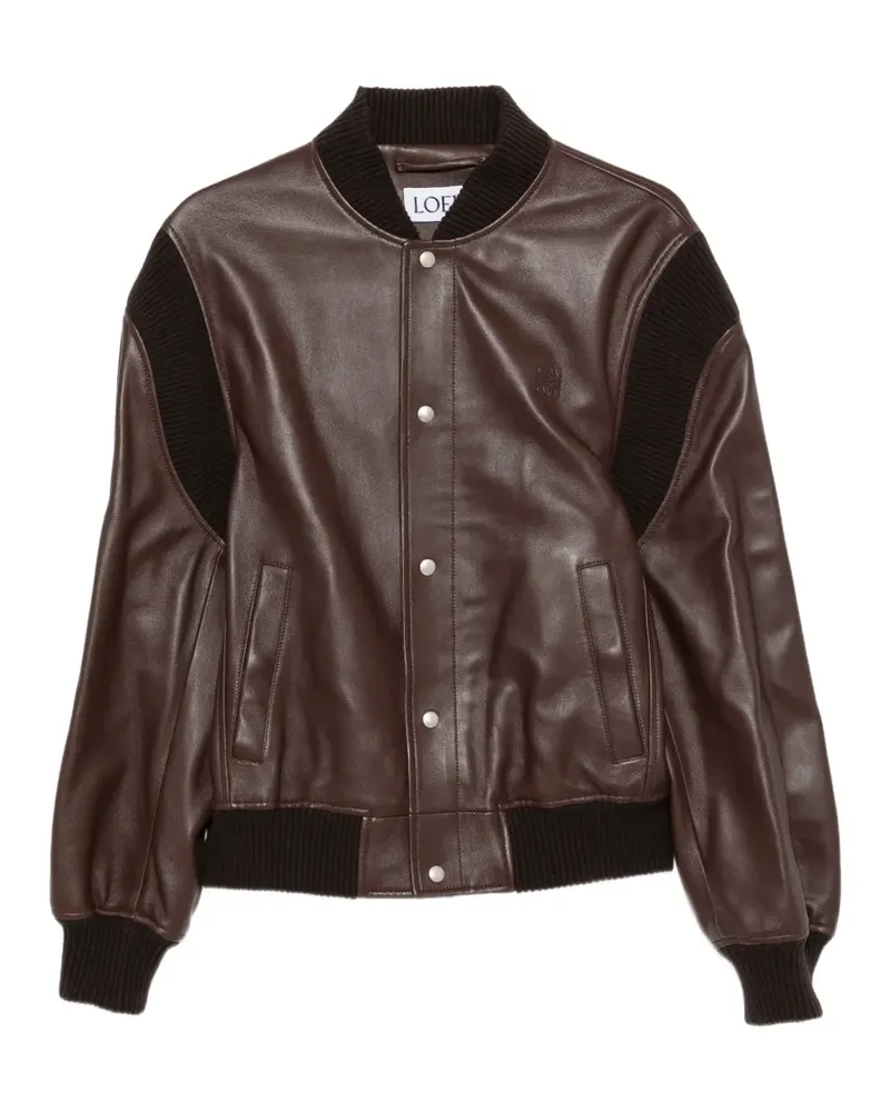Loewe button-down leather bomber jacket - Braun Braun