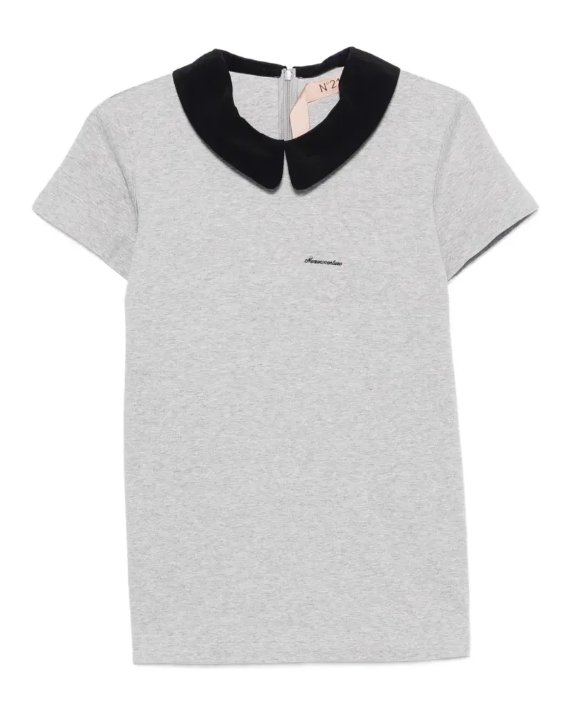 N° 21 T-Shirt mit Bubikragen - Grau Grau