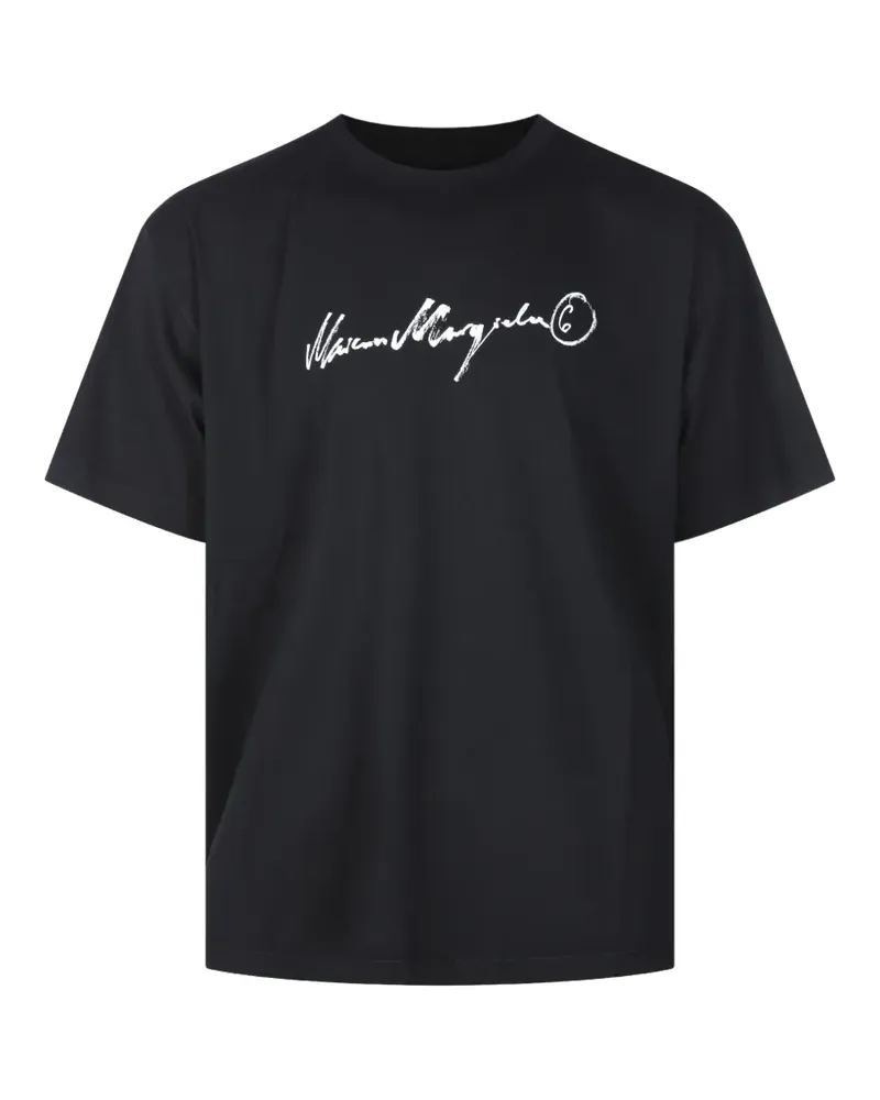 Maison Margiela crewneck logo-print oversized T-shirt - Schwarz Schwarz