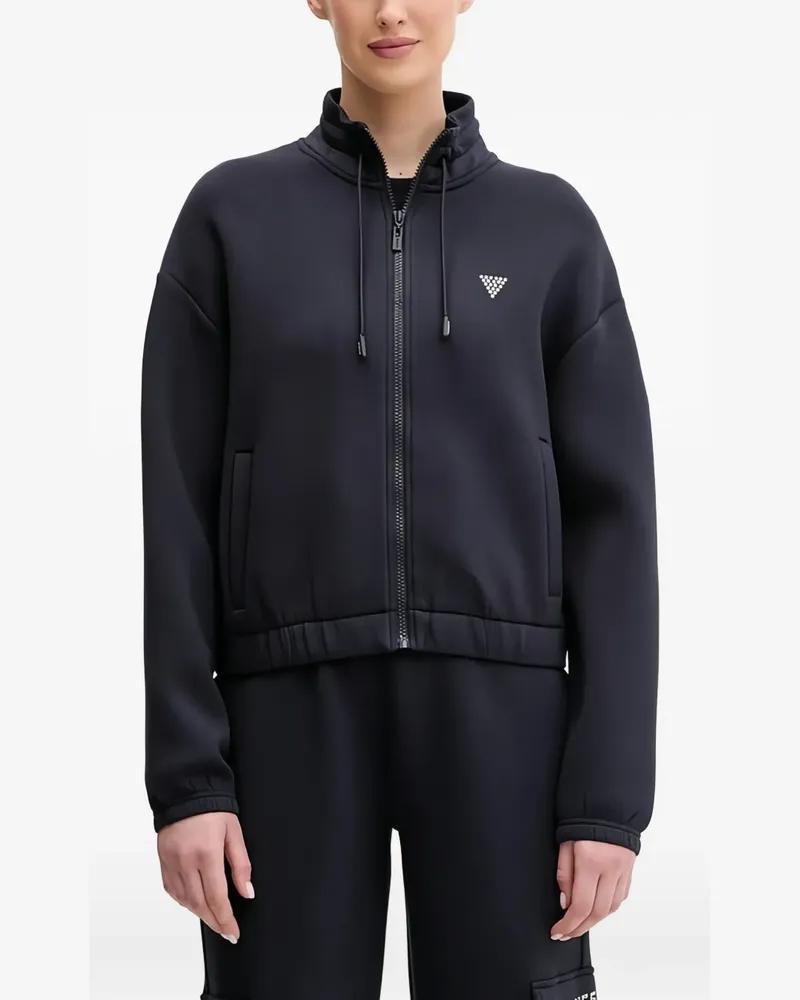 Guess zip-up embellished-logo sweatshirt - Schwarz Schwarz