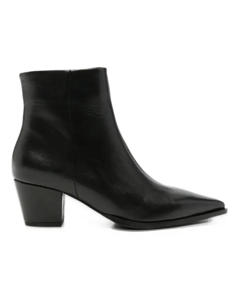 Albano pointed-toe leather ankle boots - Schwarz Schwarz