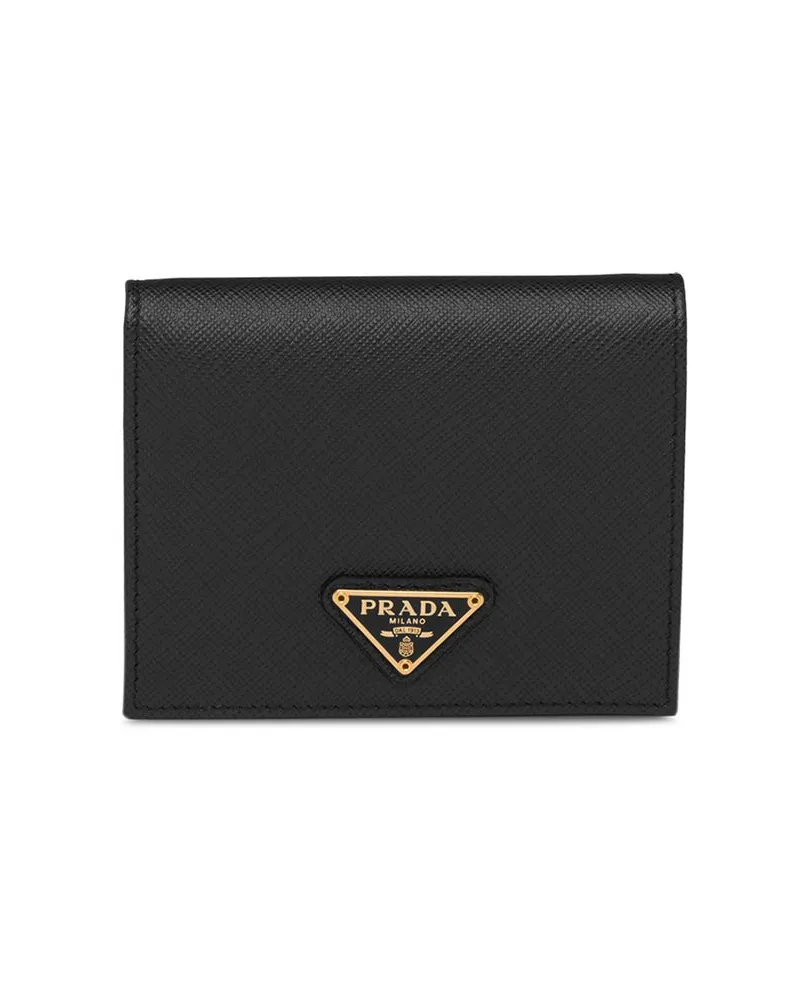 Prada Portemonnaie mit Logo-Schild - Schwarz Schwarz