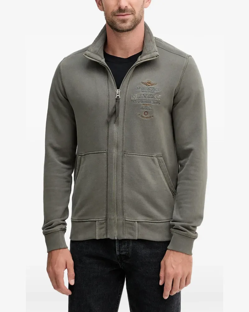 Aeronautica Militare zip-up embroidered hoodie - Grün Grün