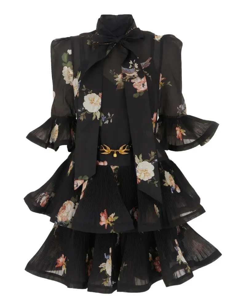 Zimmermann Minikleid mit floralem Print - Schwarz Schwarz