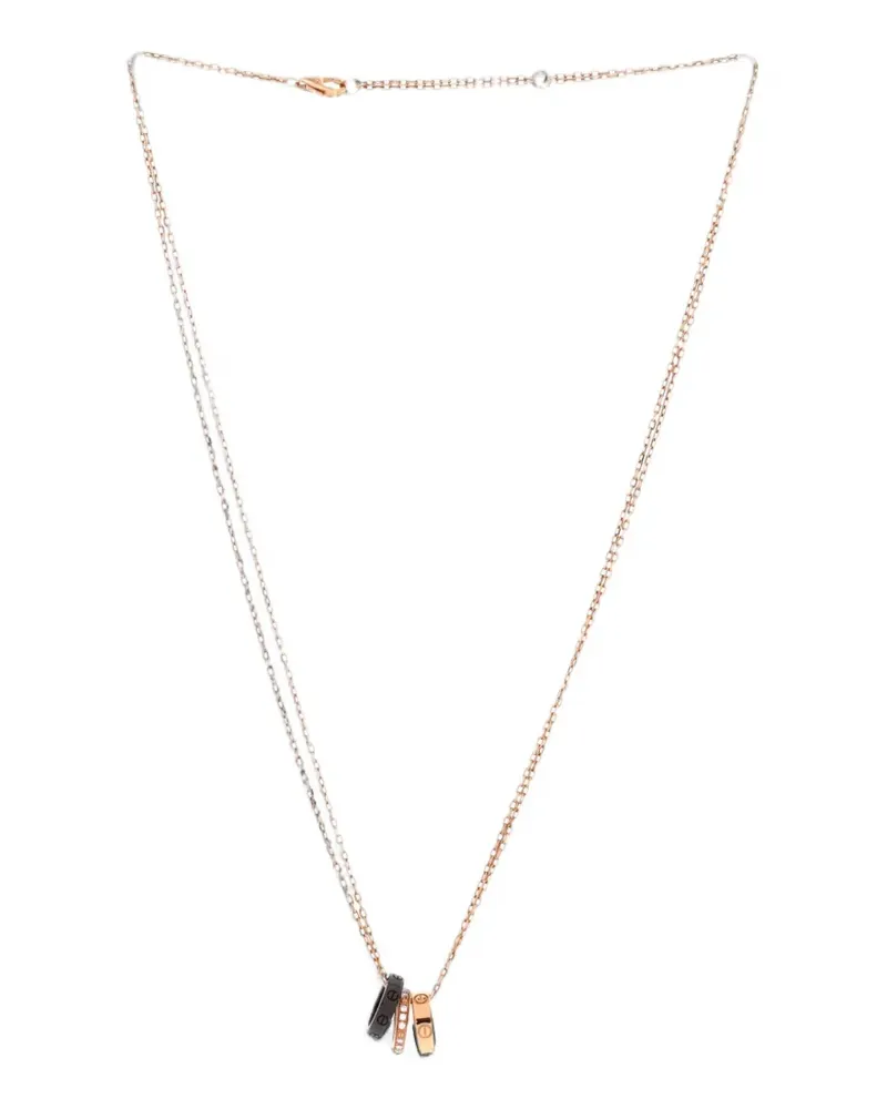 Cartier Love 3 Ring Pendant 18K Rose Gold and Ceramic with Diamonds necklace - Rosa Rosa