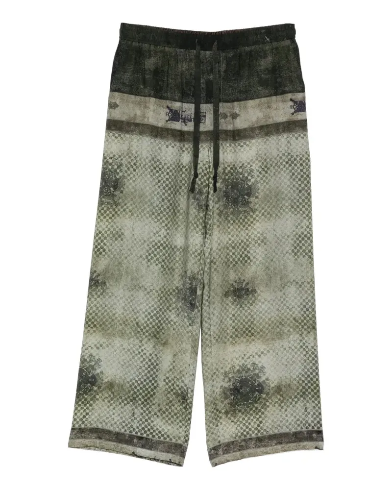 Ziggy Chen Gemusterte Hose mit Kordelzug - Grün Grün