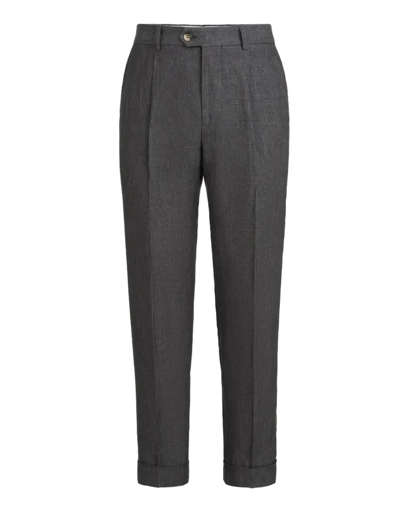 Brunello Cucinelli pleat delave linen trousers - Grau Grau