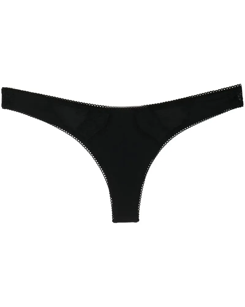 Stella McCartney Tanga mit gestickter Borte - Schwarz Schwarz