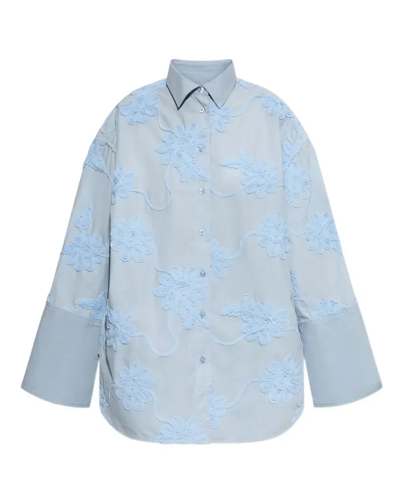 ROTATE Birger Christensen floral-motif oversized shirt - Blau Blau