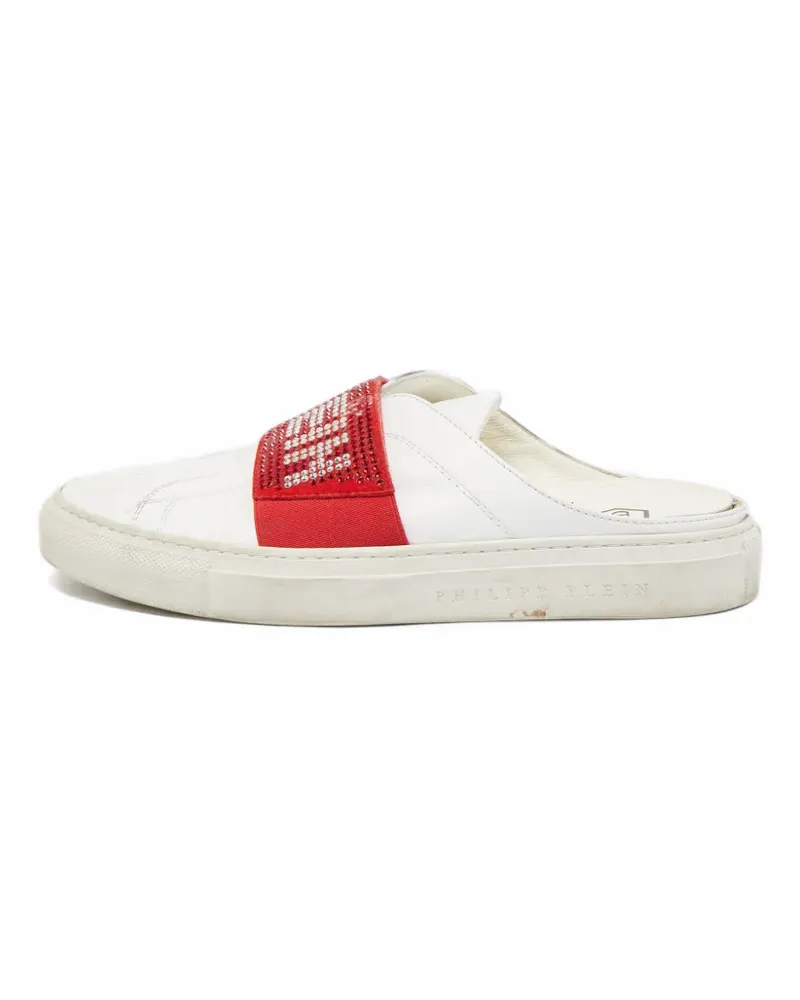 Philipp Plein Mules mit kristallverziertem Logo - Weiß Weiß