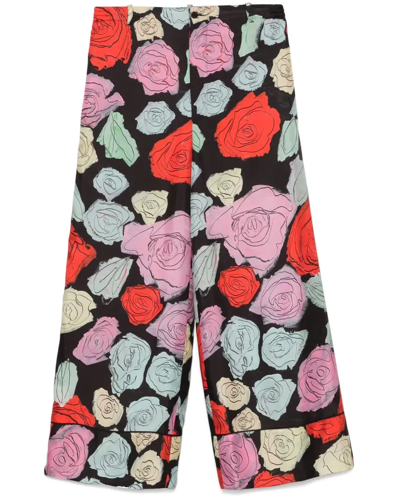 Marni Hose mit Blumen-Print - Schwarz Schwarz
