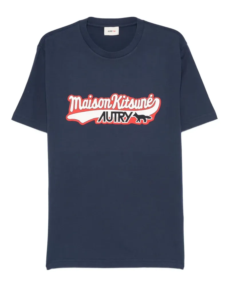 Kitsuné T-Shirt mit Logo-Print - Blau Blau