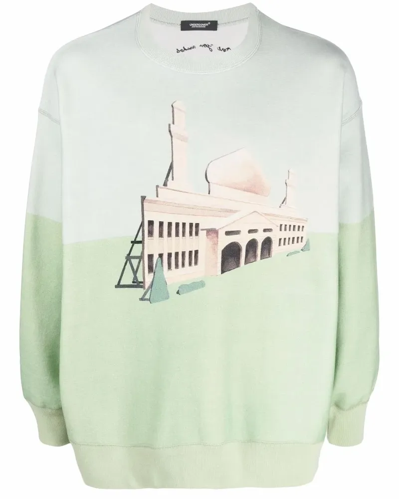 Undercover Sweatshirt mit Gebäude-Print - Grün Grün