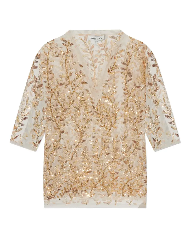 MUNTHE Babur Oberteil mit Blattdetail - Nude Nude