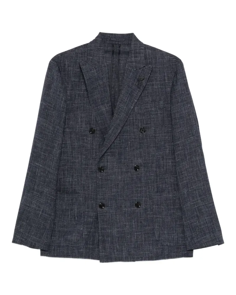 LARDINI double-breasted slub-texture blazer - Blau Blau