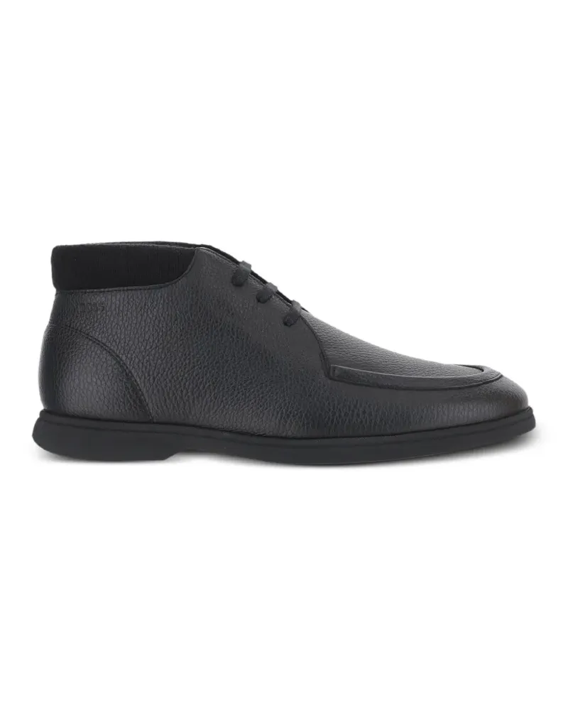 HUGO BOSS grained leather boots - Schwarz Schwarz