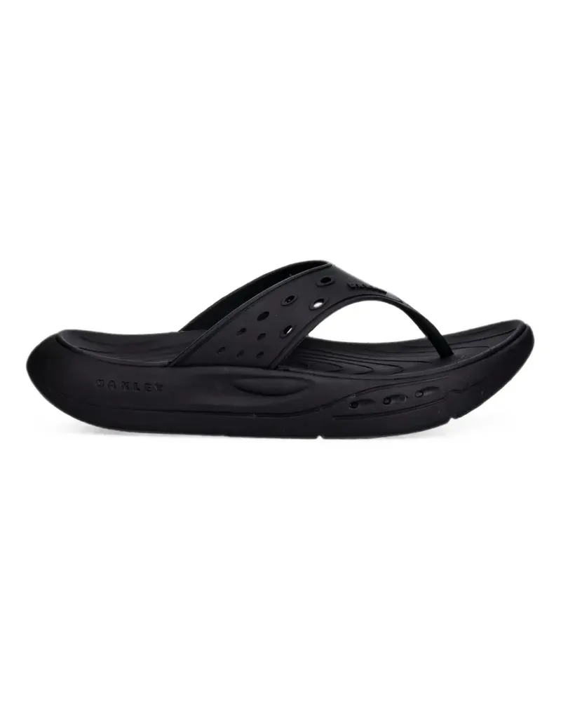 Oakley Studio perforated logo-embossed flip-flops - Schwarz Schwarz
