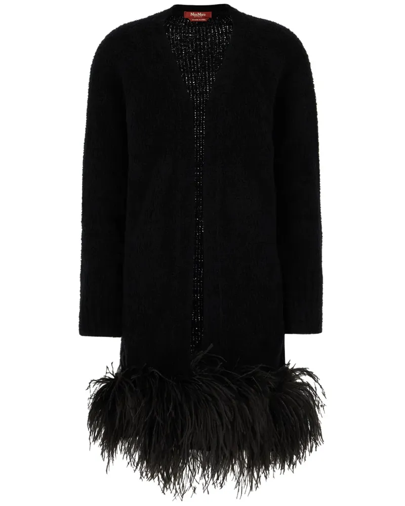 Max Mara Cardigan mit Federn - Schwarz Schwarz
