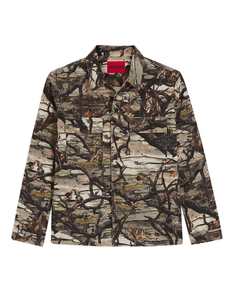 HUGO BOSS Gemusterte Jacke mit Knöpfen - Braun Braun