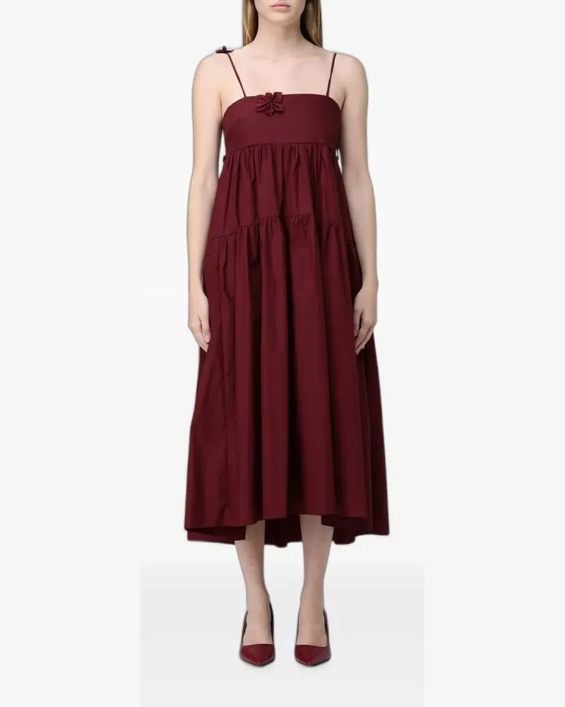 MEIMEIJ floral-appliqué tiered midi dress - Rot Rot