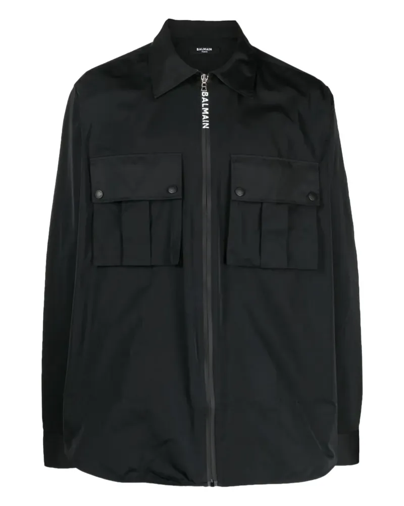 Balmain Utility-Hemd mit Reißverschluss - Schwarz Schwarz