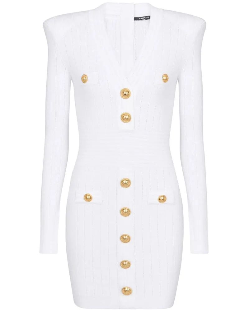 Balmain Kleid mit Zierknöpfen - Weiß Weiß