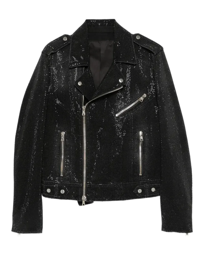 Balmain Bikerjacke mit Glaspunkten - Schwarz Schwarz