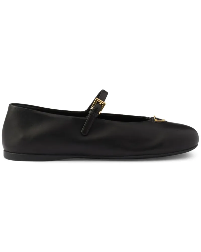 Prada Ballerinas mit emailliertem Logo - Schwarz Schwarz