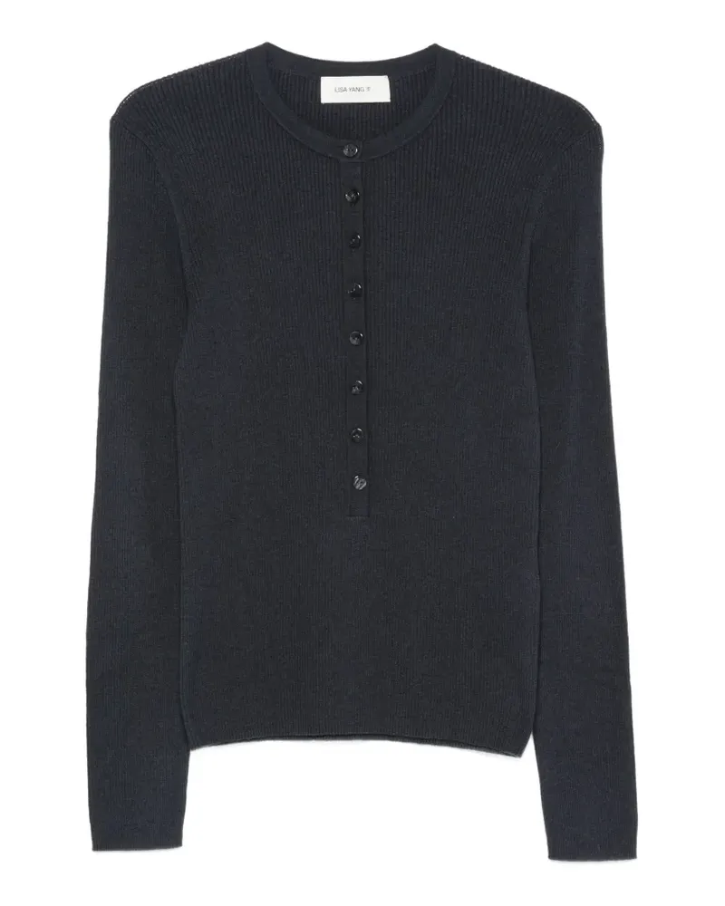 Lisa Yang Airi Pullover mit kurzer Knopfleiste - Blau Blau