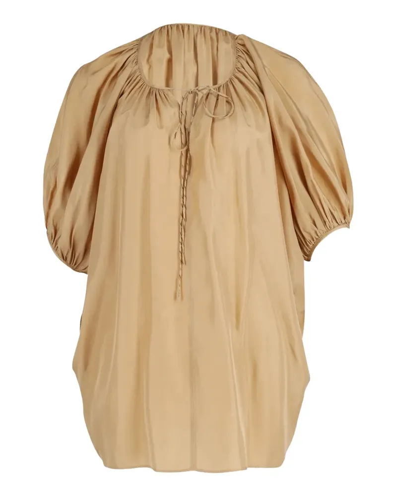 Joseph Sanko puff-sleeved gathered blouse - Nude Nude
