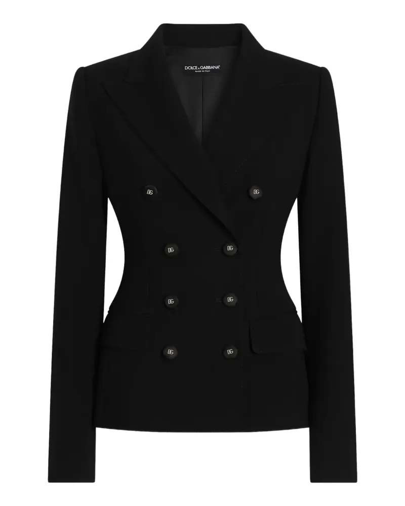 Dolce & Gabbana Doppelreihige Jacke aus doppeltem Wollkrepp - Schwarz Schwarz
