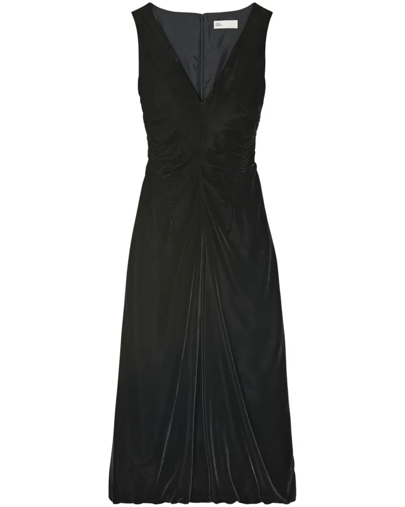 Tory Burch Samtkleid mit V-Ausschnitt - Schwarz Schwarz