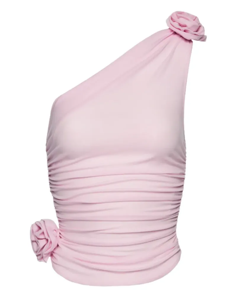 Magda Butrym One-Shoulder-Top mit Rosendetail - Rosa Rosa