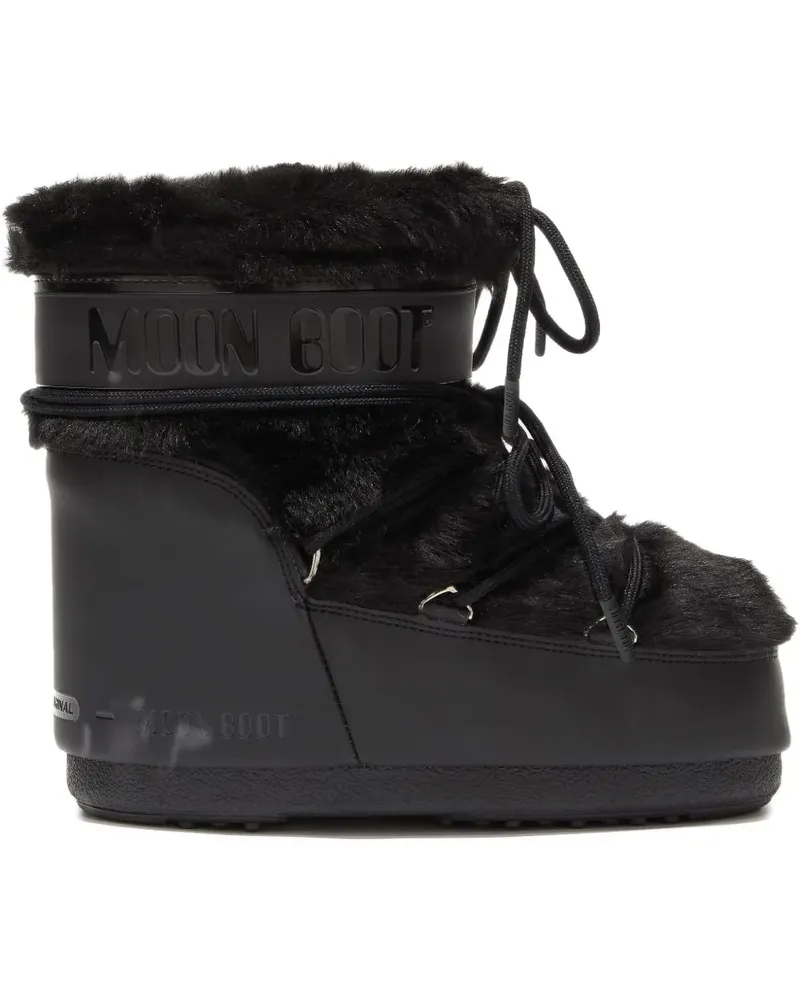 Moon Boot Schnürstiefel mit Pelz - Schwarz Schwarz