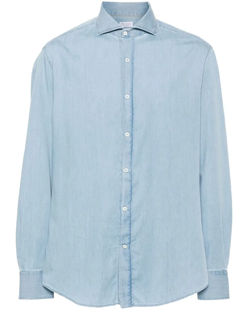 Brunello Cucinelli Hemd mit Eton-Kragen - Blau Blau