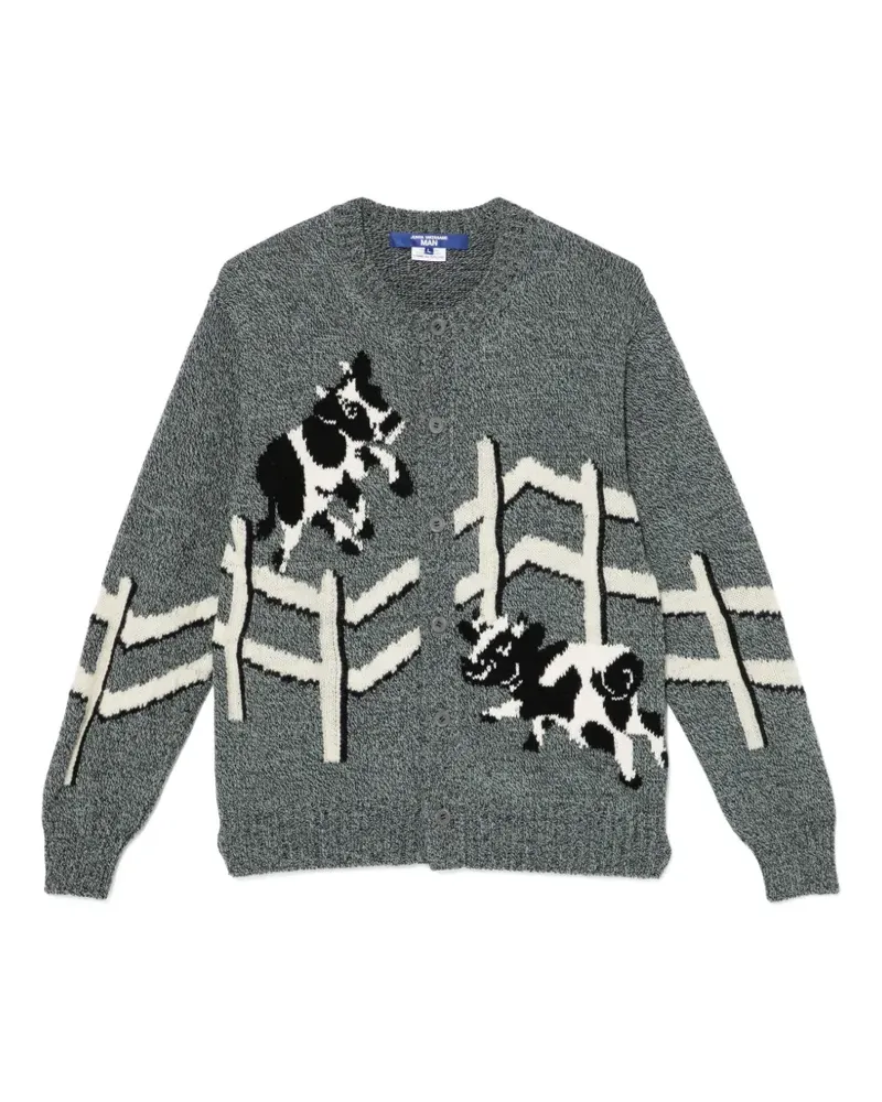 Junya Watanabe Cardigan mit Kuhapplikation - Grau Grau