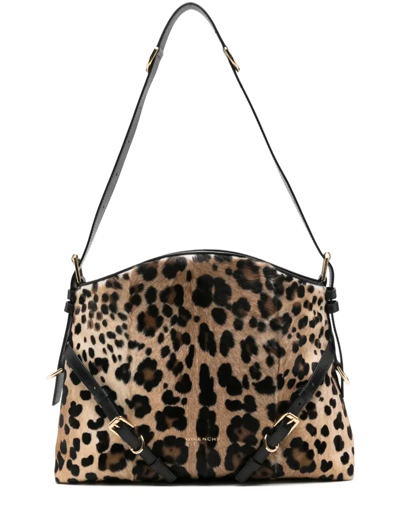 Givenchy Mittelgroße Schultertasche mit Leoparden-Print - Schwarz Schwarz