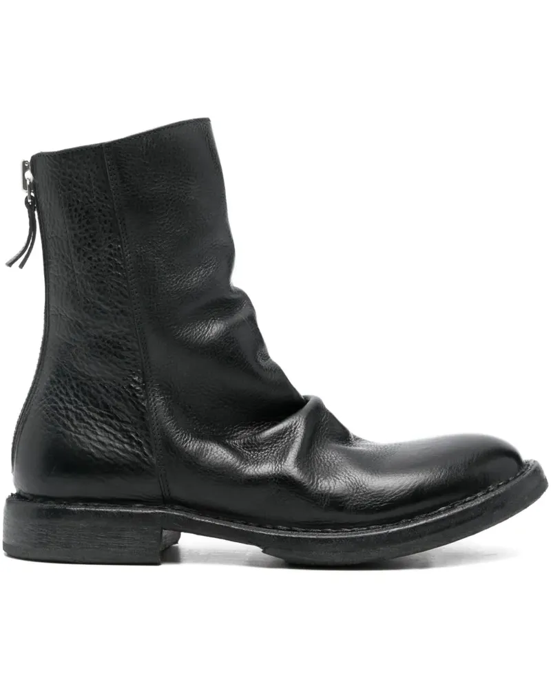 Moma Knöchelhohe Lederstiefel - Schwarz Schwarz