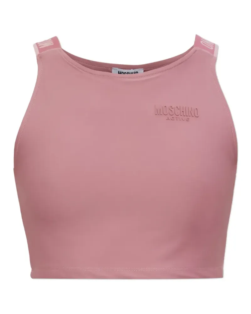Moschino logo-embossed cropped top - Rosa Rosa