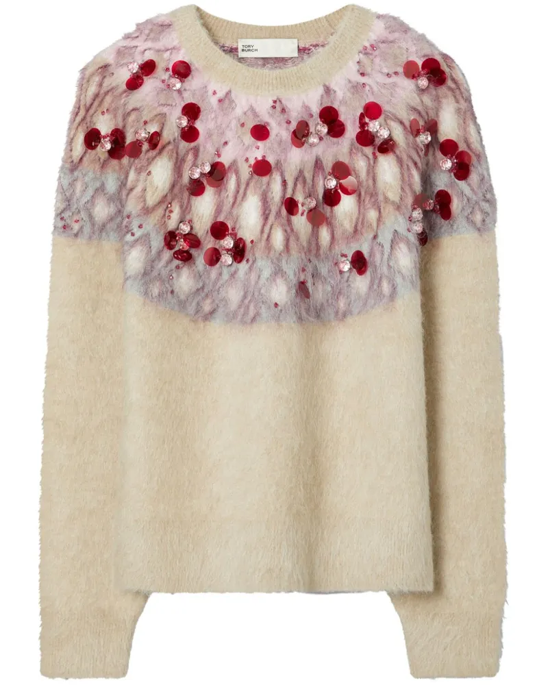Tory Burch Verzierter Pullover - Nude Nude