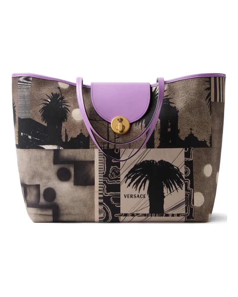 Versace Vivian printed large canvas tote - Nude Nude