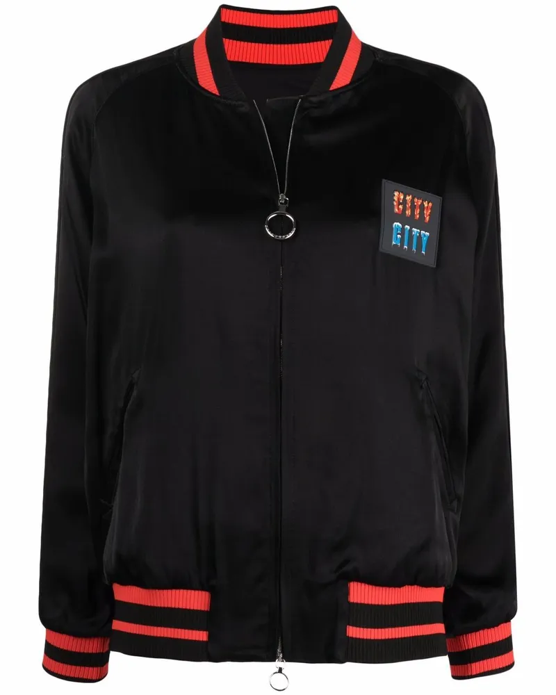 Paco Rabanne Bomberjacke mit Logo-Patch - Schwarz Schwarz