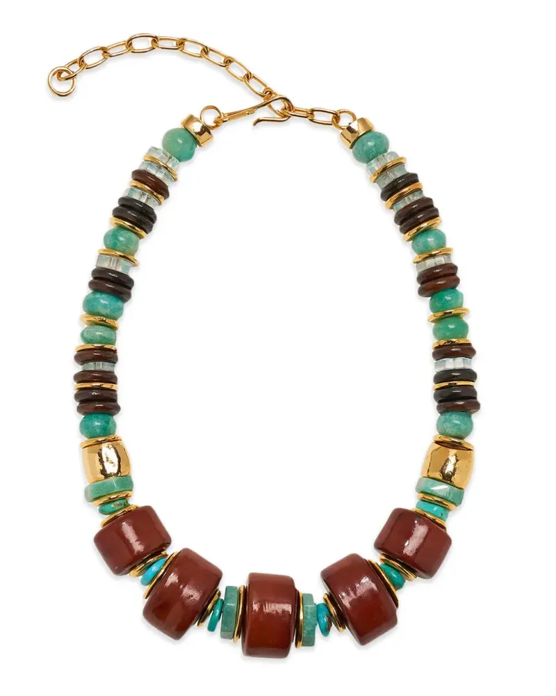 Lizzie Fortunato Granada turquoise beaded necklace - Gold Gold