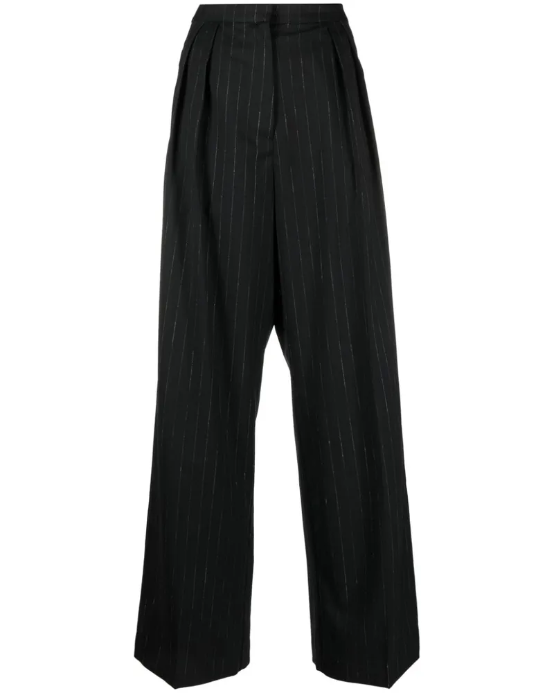 Róhe striped wide-leg trousers Schwarz