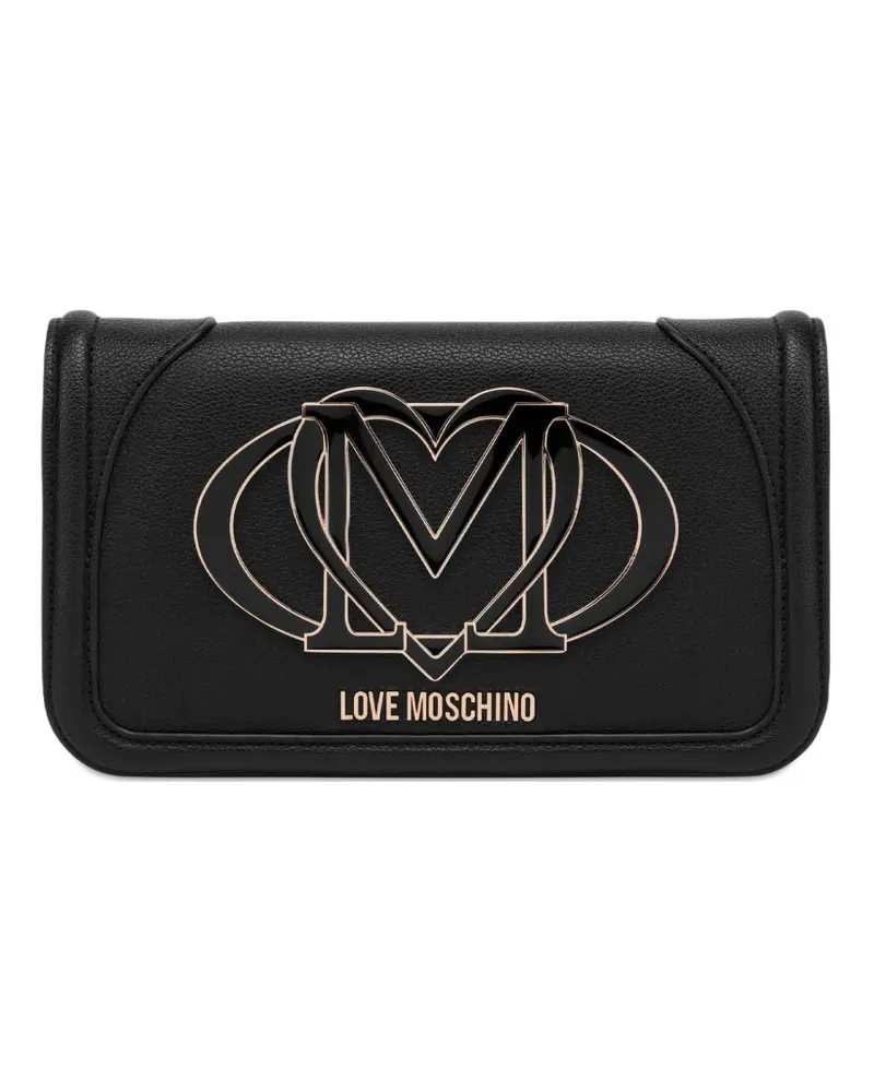 Moschino Clutch mit Logo-Schild - Schwarz Schwarz