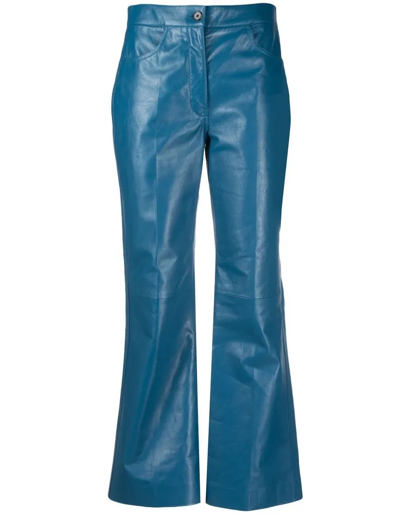 Jil Sander Ausgestellte Cropped-Lederhose - Blau Blau