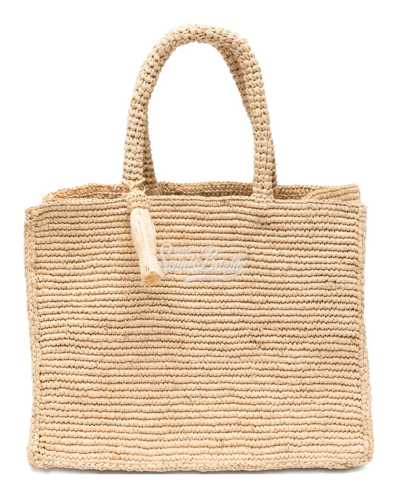 MC2 Saint Barth embroidered raffia beach bag - Nude Nude