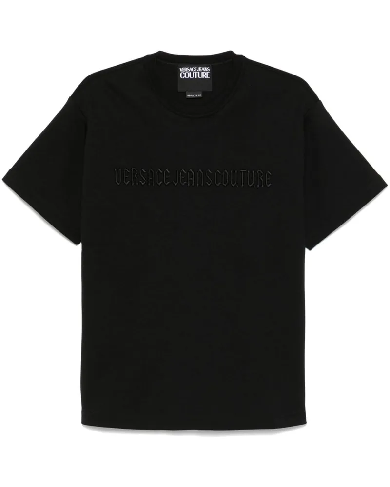 Versace Jeans T-Shirt mit Logo-Stickerei - Schwarz Schwarz